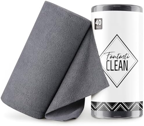 Fantasticlean Microfiber Cleaning Cloth Roll-40 Sheets, 12" x 12" (Dimgrey) by Fantasticlean