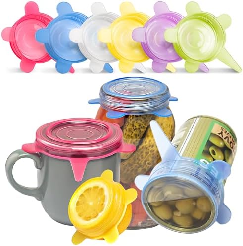 Orblue Reusable Silicone Stretch Lids 6-Pack Small for Fresh Food Storage - Seal in Flavors, Keep Food Fresh and Reduce Waste Multicolored by Orblue