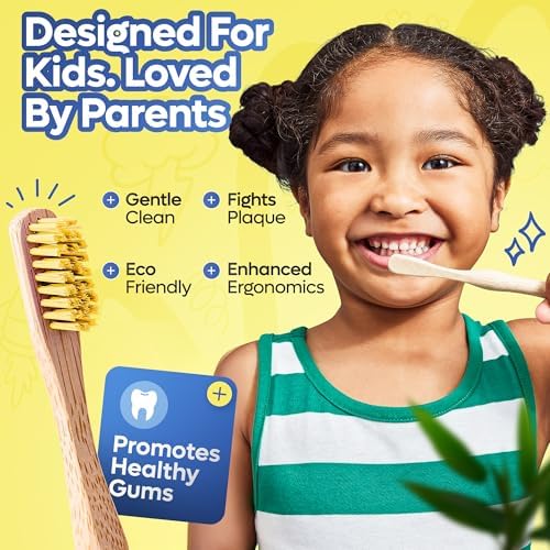 SmartLifeco Kids Bamboo Toothbrushes (6 Pack) - Extra Soft Bristles for Toddlers Teeth | Zero Waste Tooth Brushes for Children | Natural Wooden Child Size Handle | BPA Free, Eco-Friendly - Image 3