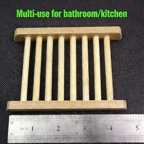 Bamboo Soap Tray Set, 2-Pack Self-Draining Wooden Soap Holder - Image 2