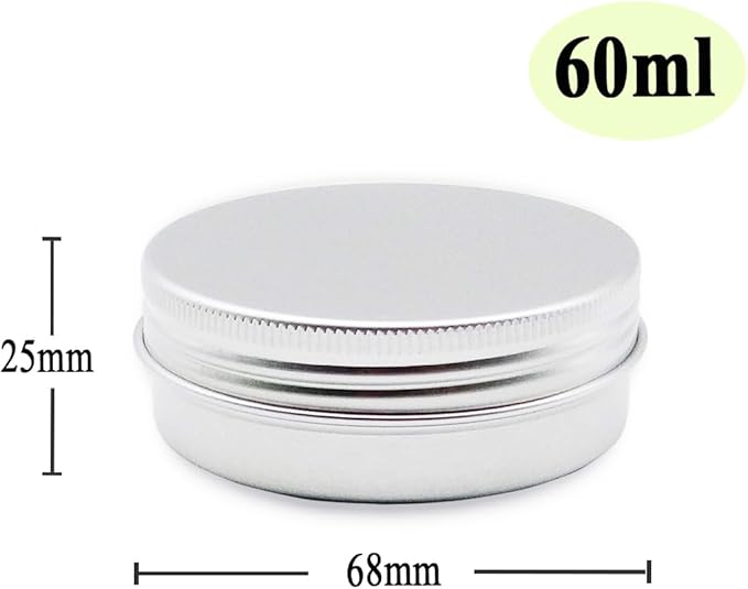 10pcs 60ml Round Lip Balm Tin Cans, 60 Gram Aluminum Tins Cosmetic Sample Containers with Screw Lid, 60g Metal Empty Tins Storage Travel Jars for Salves, Lip Balms, Face Cream, Candle, Tea