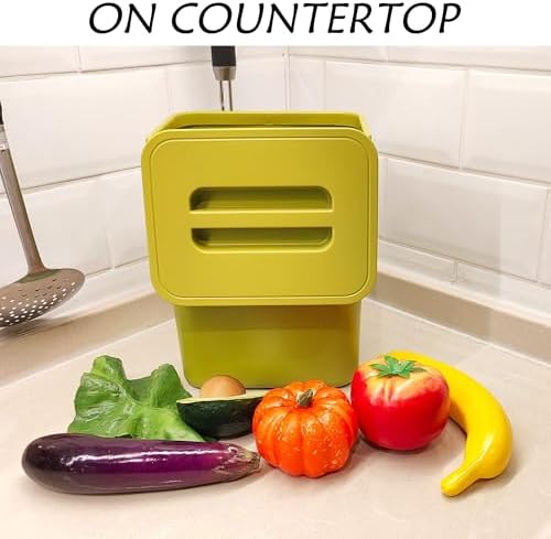 stonespace Small Cabinet Door Trash Can with Lid, 1.3Gal, Green - Image 3