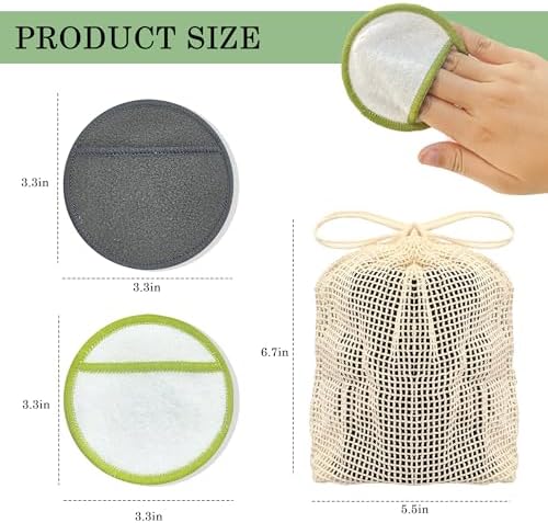 Chloven 16 Pack Reusable Makeup Remover Pads - Soft Bamboo Cotton Rounds - Image 4