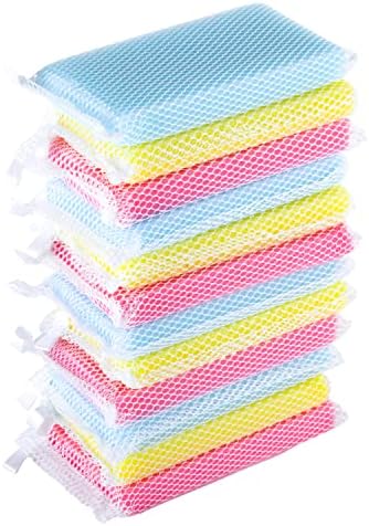 Non-Scratch, Gentle Mesh Dishwashing Sponge, Quick Dry, Odor-Resistant Dish Sponge, Gentle Cleaning for Kitchen, Dishes, Household Cleaning, Stainless Steel & Non-Stick Pans (Pack of 12) by NuValu