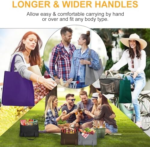 12 Pack Reusable Grocery Shopping Bags Large Foldable Tote Bags Bulk - Image 6