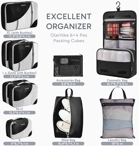 OlarHike 10 Set Packing Cubes for Travel,Gifts for Women Mom,Anti-Tearing Suitcase Organizer,with Over 1000 pcs Mesh Holes,Vacation Essentials & Accessories for Cruise Ship - Image 2