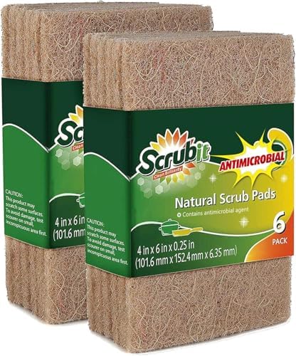 SCRUBIT Natural Scouring Pads (12 Pack) - Eco Friendly Scrubbing Pads for Kitchen Cleaning, Dishes, and Pots - Non-Scratch Kitchen Scrubbers - 100% Natural Sisal Fibers (12 Pack) by SCRUBIT