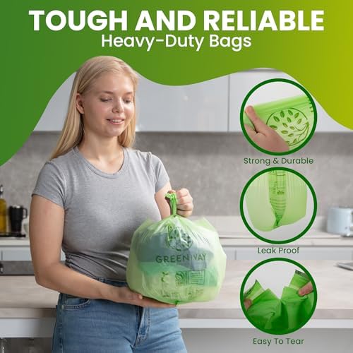 GREENWAY 3 Gallon Compostable trash Bags with Handles,100 Count, Extra Thick 0.70 Mil, BPI & OK Home Certified,Small kitchen Trash Bags for Countertop Compost Bins, Food Waste, Bathroom, Cat Litter - Image 4