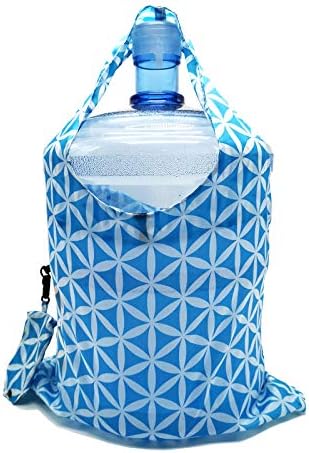 HOLYLUCK Reusable Grocery Bags,Heavy Duty Foldable Shopping Tote Bag (Standard, 3 Blue Geometric Flowers) - Image 2