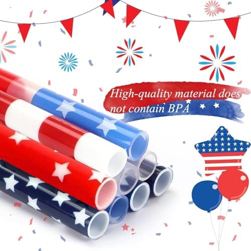 JANYUN 40 Pcs Reusable Patriotic Straws with Cleaning Brush - Image 3