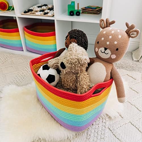 OrganiHaus Rainbow Baskets for Shelves, Set of 3, 15x9x10 - Image 5