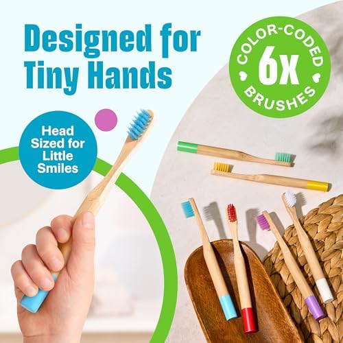 VIVAGO Kids Toothbrush - Kids Bamboo Toothbrushes with Soft Bristles 6 Pack - Image 5