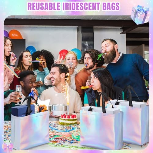 Eccliy 80 Pcs Reusable Gift Bags, Large, Rainbow - Image 6