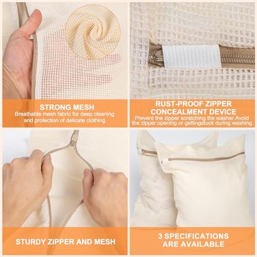 6-Piece Bag, Durable Cotton Mesh Laundry Bag, Sturdy Zipper, Breathable Mesh, Exquisite Laundry Bag for Underwear, Clothes, Pants, Shoes and Socks - Image 5