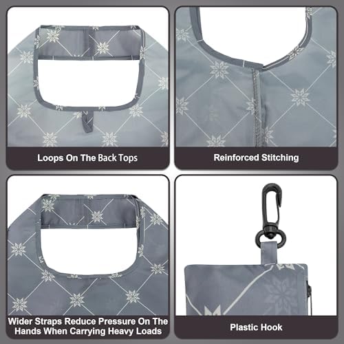 HOLYLUCK Reusable Grocery Bags,Heavy Duty Foldable Shopping Tote Bag (Standard, Grey square) - Image 5