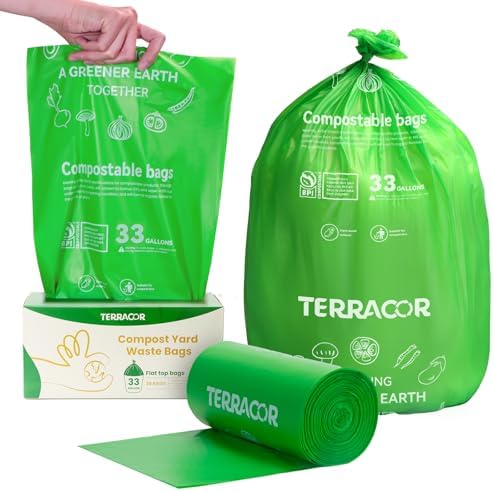 30-33 Gallon Compostable Trash Bags Liners Flat-Top, Heavy Duty Extra Thick 1.28 Mil, 124.92 Liter, 30 Bags, Lawn, Yard, and Restaurant Use, ASTM D6400, US BPI Certified - Image 2