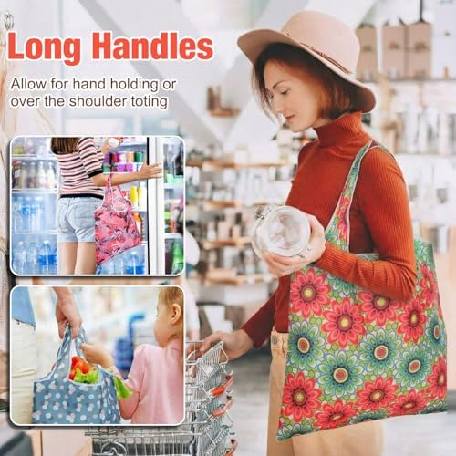 Eccliy 24 Pcs Reusable Grocery Bags Shopping Bags Foldable, Plants Style - Image 5