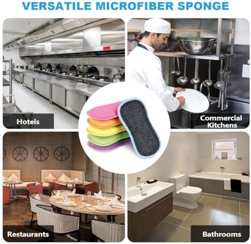 HOMEXCEL Dish Sponge 6 Pack, Microfiber Kitchen Sponges for Cleaning - Image 7