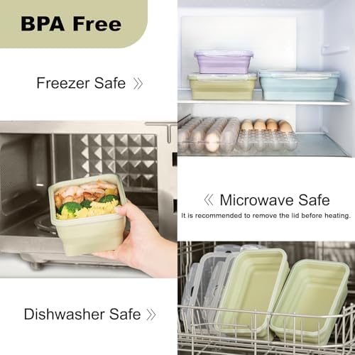 Collapsible Silicone Food Storage Containers with Airtight Lid & Vent 40oz - Image 5