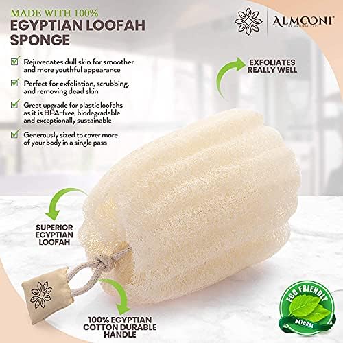 ALMOONI Natural Loofah Body Scrubber, Egyptian Loofah Sponge, 2 Count - Image 2