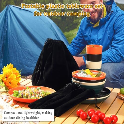Kyraton Camping Utensils - Mess Kit for Travel, Picnic, Outdoor, Camping Gear - Silverware Set, Cup, Bowl, Plate - Essentials for 4 - Image 6