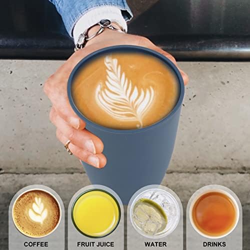 Wrova Wheat Straw Cups 6 PCS Good Alternative to Plastic Reusable Cups 20 oz Unbreakable Drinking Cup Reusable Dishwasher Safe Water Plastic Glasses Navy Blue - Image 7