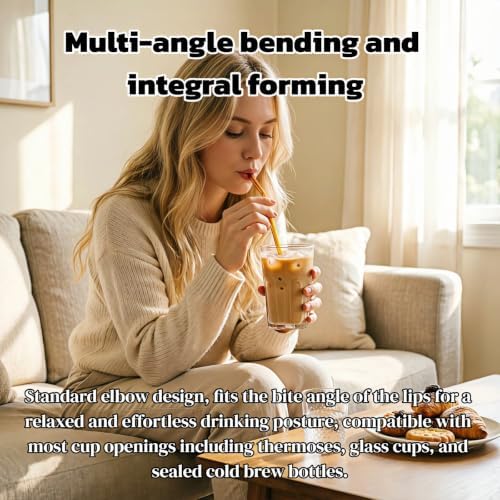 8 Pack Reusable Bent Glass Straws, 8 Inch Food Grade Heat Resistant, BPA FreeLead-Free Multicolor Glass Straws for Smoothie Milkshake Juice Cocktail Tea Hot Drinks, with 2 Cleaning Brushes - Image 3