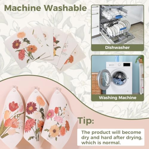 6 Pack Floral Swedish Dishcloths for Kitchen, Absorbent Dish Cloths - Image 3