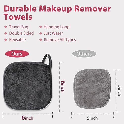 Makeup Remover Cloth, 6" x 6" Make Up Towels Reusable Face Cloth for Washing Face, Makeup Remover Pads Microfiber Face Washcloth with Mesh Bag, Just Water, Eco-friendly, 12 PACK - Image 6