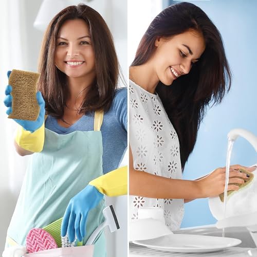 AIRNEX Natural Kitchen Sponges (24 Pack) - Biodegradable Cellulose & Coconut Scrubber Dish Sponges for Kitchen - Eco-Friendly, Non Scratch, Compostable, Non Toxic S-Shaped Natural Sponges for Dishes - Image 5