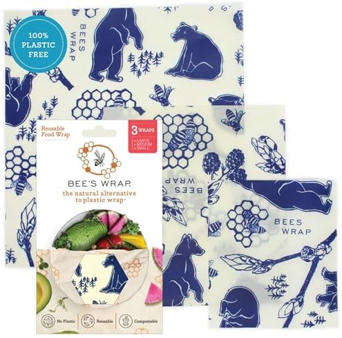 Bee's Wrap Beeswax Food Wraps, 3 Pack Assorted - Bees & Bears by BeesWrap
