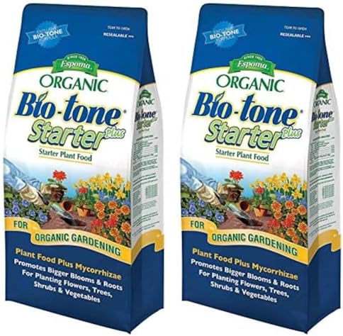 Espoma Organic Bio-Tone Starter Plus 4-3-3 Natural & Organic Starter Plant Food with Both Endo & Ecto Mycorrhizae; 4 lb. Bag; The Ultimate Starter Fertilizer - Pack of 2 by Espoma