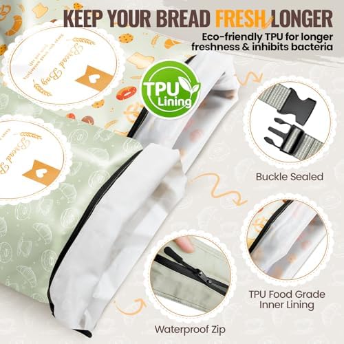 Zunmial 2 Pack Bread Bags for Homemade Bread, 17"×13" Reusable Bread Bag - Image 3