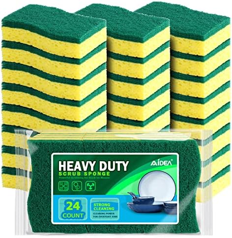 AIDEA Sponges Kitchen, Heavy Duty Scrub Sponge-24Count, Sponges for Dishes by AIDEAHOME