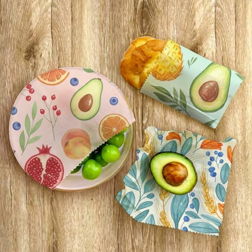 Reusable Beeswax Wrap, Fruit & Floral Wraps, 9 Pack Eco-Friendly Wraps For Food, Organic, Sustainable, Biodegradable, Zero Waste, Plastic-Free Food Storage, 1XL, 3M, 5S - Image 7
