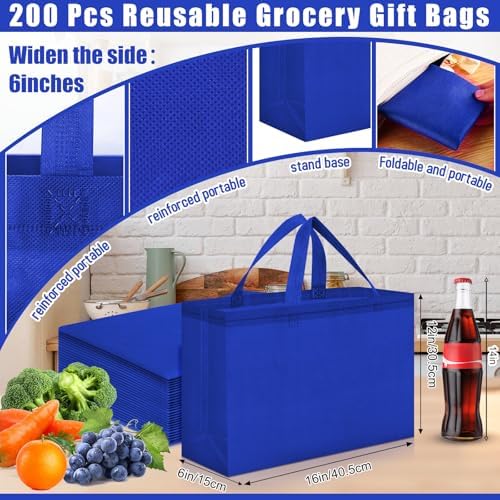 Windyun Reusable Grocery Bags Large Non Woven Shopping Bags with Handles Foldable Portable Tote, 16x6x12 Inch - Image 2