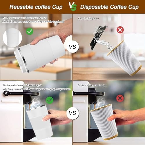 Insulated Travel Coffee Mug, Stainless Steel Coffee Cup with Leakproof Lid - Image 5