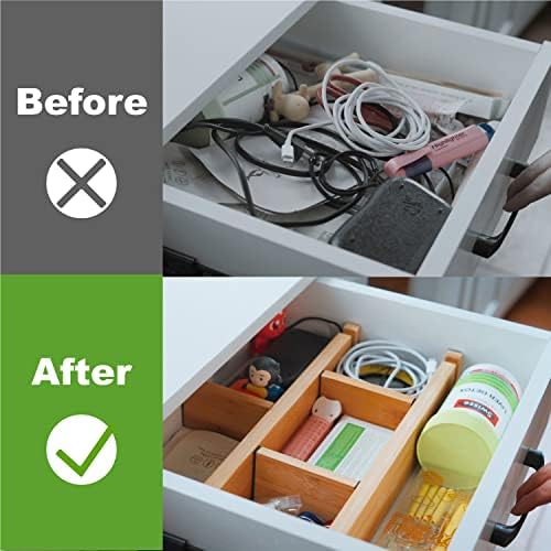 ANTOWIN 4 Pcs Expandable Bamboo Drawer Dividers, Fits 17.6-21.6" Drawers - Image 4