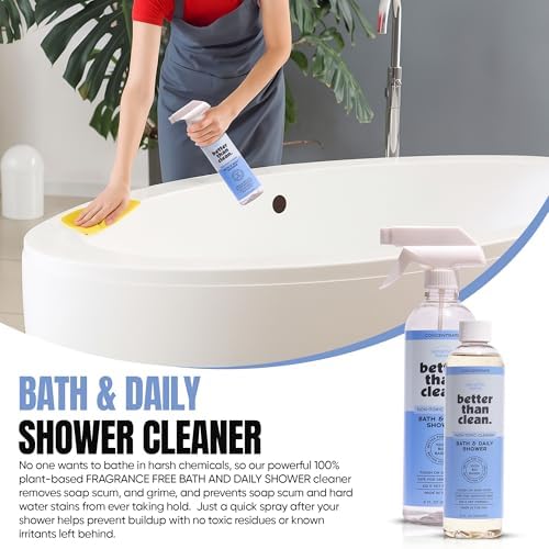 Better Than Clean™ Bath and Shower Cleaner Starter Pack – Fragrance Free, Plant-Based, Non-Toxic, Bathroom Cleaner with 8oz Concentrate & 16oz Empty Refillable Spray Bottle - Image 7