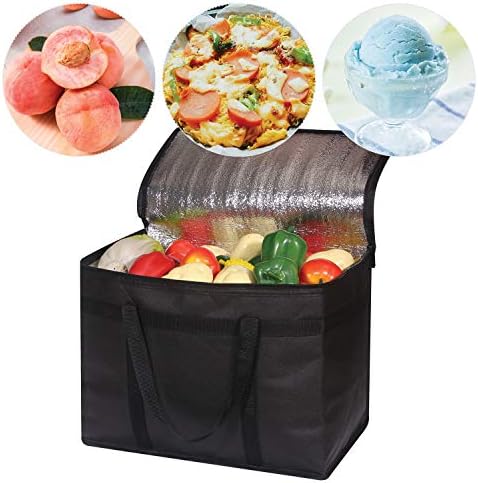 DIOMMELL XL Insulated Reusable Grocery Bags with Sturdy Zipper Reinforced Bottom & Handles, Foldable Washable Heavy Duty Cooler Totes for Hot or Cold Food Delivery, Groceries, Travel, Shopping - Image 3