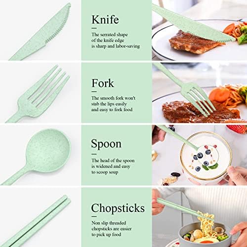 DISSKNIC Travel Utensils with Case, 6 Sets Reusable Utensils Set with Case, Camping utensil Set for Daily Use or Outdoor - Image 5