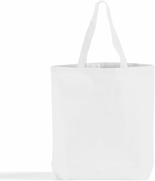 Premium Canvas Tote Bags – 12 Pack Reusable Shopping Bags with Shoulder Straps – Gusseted Totes for Daily Use