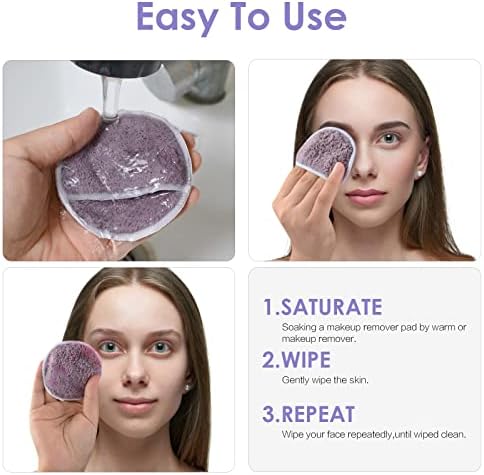 SUNLAND Reusable Makeup Remover Pads,Round 3.15inch,16 Pack,Darkpurple - Image 4