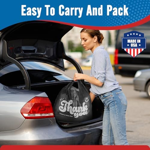 Fuxury 3000 Count (3K) Black Plastic Thank You T-shirt Bags (11.5" x 6.5" x 21"), Grocery, Take Out, To Go, Retail Shopping Bags for Small Business in Bulk - Image 6