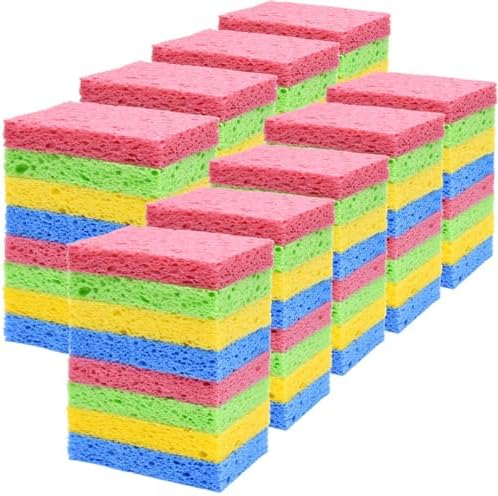 YoleShy 72 Pack Sponges Kitchen Natural Compressed Cellulose Sponges Bulk Non Scratch for Household Cookware Bathroom Cars Soft Super Absorbent Reusable by YoleShy