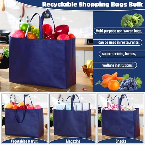Windyun Reusable Grocery Bags Large Non Woven Shopping Bags with Handles Foldable Portable Tote, 16x6x12 Inch - Image 4