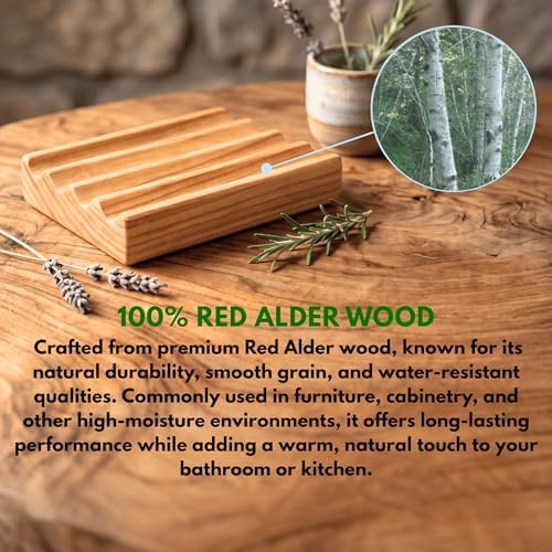 Wooden Soap Dish, Natural Soap Saver Tray with Drainage. 2 Pack - USA Made - Image 4