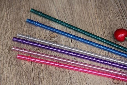 Dakoufish BPA-Free 12 Piece 9 Inch Reusable Clear Plastic Glitter Sparkle Drinking Straw Plus one Cleaning Brush (Purple,9inch) - Image 7