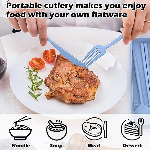4 Sets Reusable Utensils Set with Case,Travel Utensils with Case,Reusable Utensils for Lunch Box accessories,Portable Chopsticks Knife Fork and Spoon Lunch Utensils Set for Travel Daily Use - Image 7