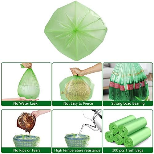 Biodegradable Trash Bags 4-6 Gallon, 100 Counts, Extra Thick 0.71 MIL Small Trash Bag Recycling Garbage Bags For Kitchen Bathroom Yard Office Wastebasket Car - Image 2